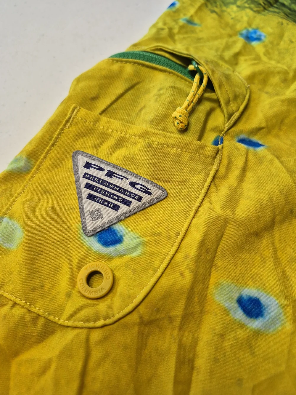 Men's Yellow & Green Gradient Swim Board Shorts with Blue Spot Pattern 4363/7